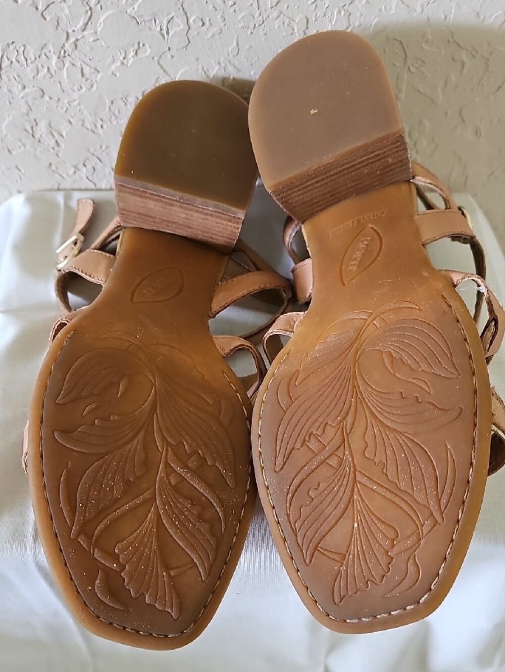 Born Tan Leather Strappy Mid Heel Sandals - Picture 4 of 4